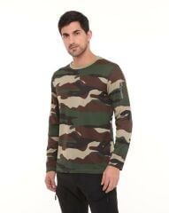 Single Sword Bisiklet Yaka Kamuflaj Desen Pamuklu Erkek T-Shirt USA - 2XL