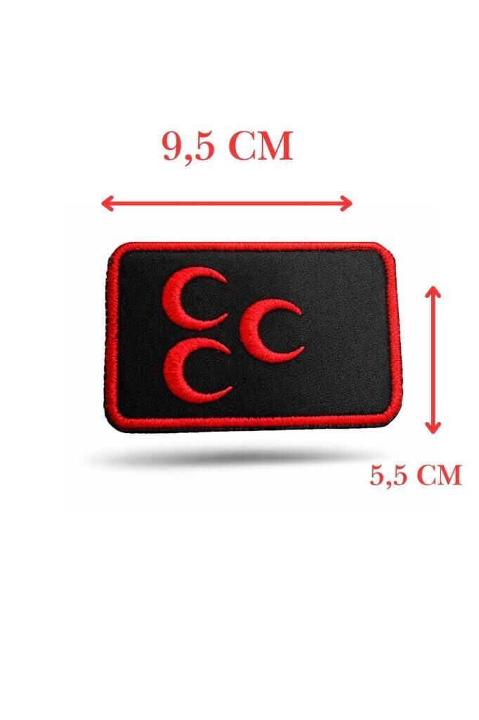 Single Sword Nakış Patch - Üç Hilal Peç KIRMIZI-SİYAH