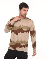 Single Sword Bisiklet Yaka Kamuflaj Desen Pamuklu Erkek T-Shirt Ç.KAMUFLAJ - 2XL
