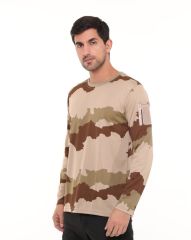 Single Sword Bisiklet Yaka Kamuflaj Desen Pamuklu Erkek T-Shirt Ç.KAMUFLAJ - 2XL