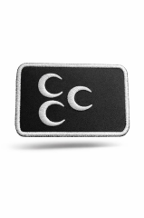 Single Sword Nakış Patch - Üç Hilal Peç SİYAH-BEYAZ