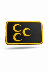 Single Sword Nakış Patch - Üç Hilal Peç SİYAH-SARI