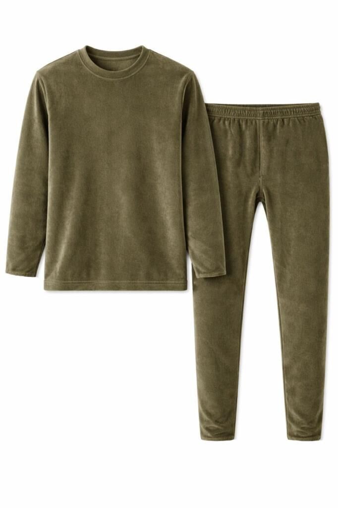 Single Sword Kışlık Kalın-Avcılık-Balıkçılık-Askerlik-Kamp-Polar Erkek İçlik Takım HAKİ - 2XL