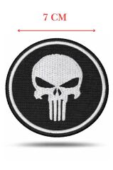Single Sword Kurukafa Nakış Patch - Nakış Arma Peç SİYAH-BEYAZ