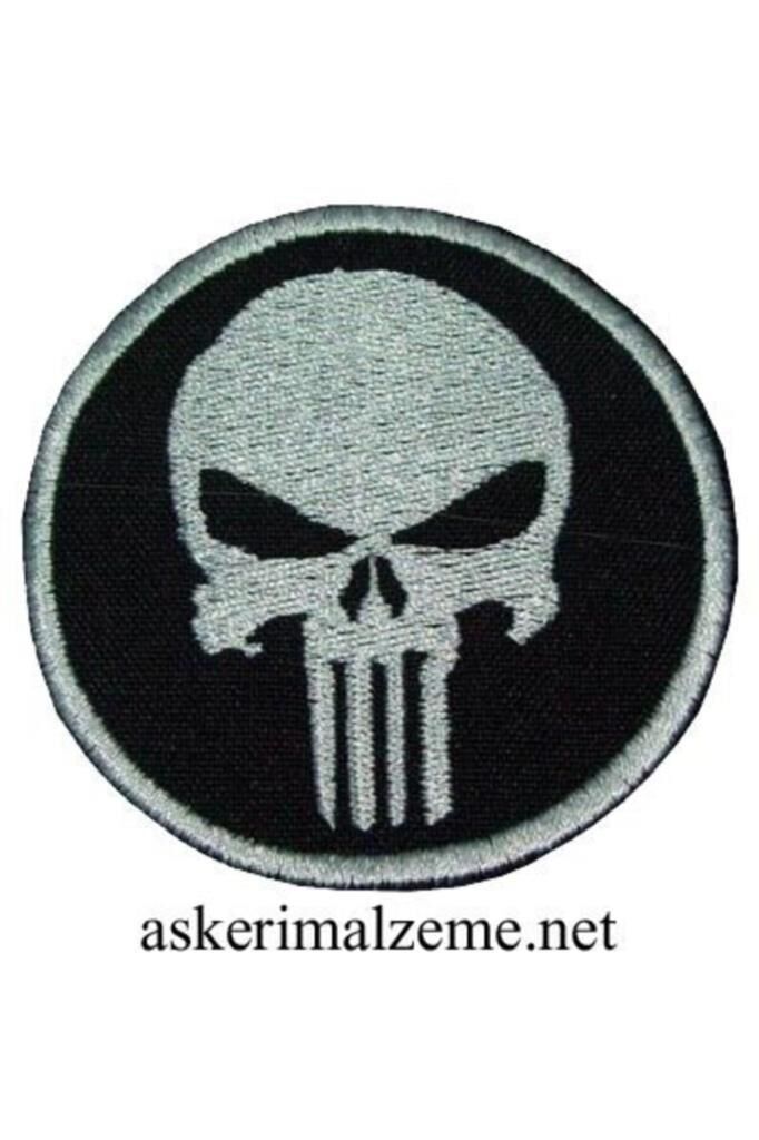 Single Sword Kurukafa Nakış Patch - Nakış Arma Peç SİYAH-BEYAZ