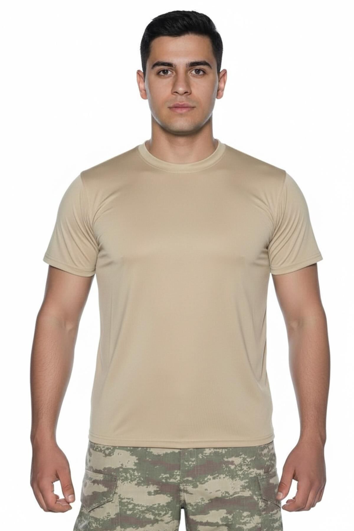 Single Sword Kısa Kol Microfiber T-Shirt Askeri ve Outdoor Microfiber Üst İçlik Fanila Tişört BEJ - L