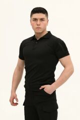 Single Sword Kısa Kollu Taktik  Polo Yaka Tişört SİYAH - 4XL
