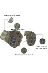 Single Sword Destekli Tam Parmak Dokunmatik Taktik motosiklet Eldiveni Nubuk & Mikro Fiber,Korumalı HAKİ - 2XL