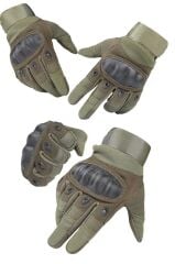 Single Sword Destekli Tam Parmak Dokunmatik Taktik motosiklet Eldiveni Nubuk & Mikro Fiber,Korumalı HAKİ - 2XL