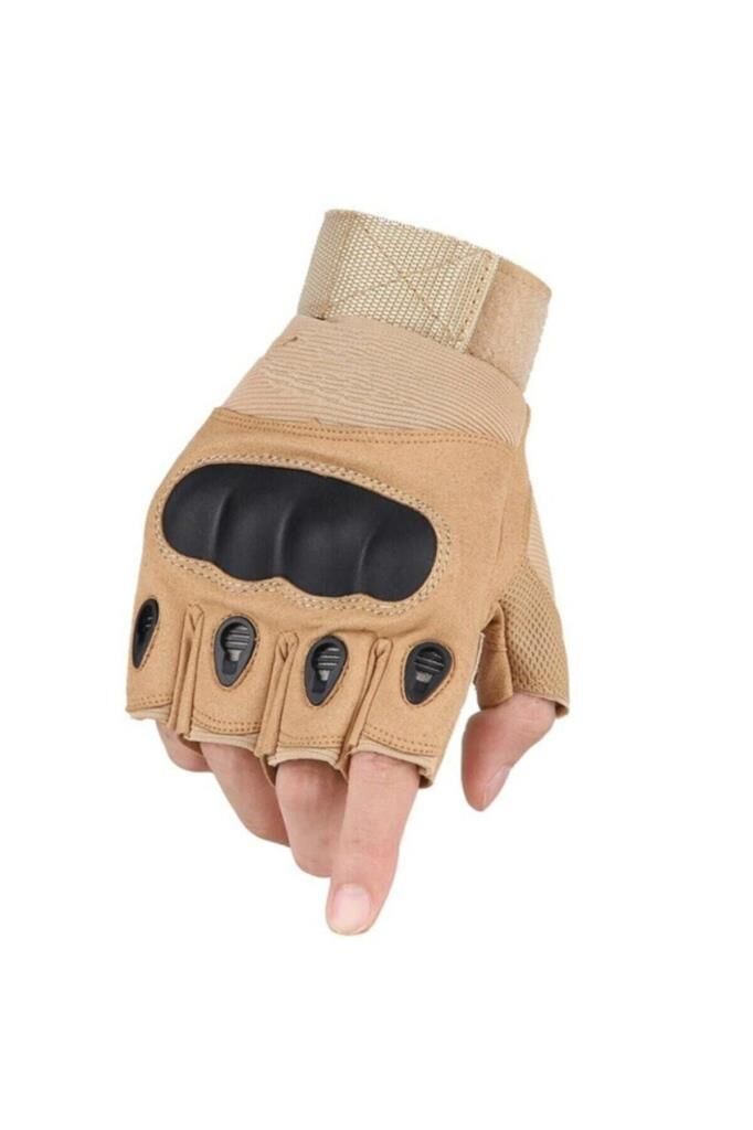 Single Sword Taktik Askeri Kesik Parmak Kemik Eldiven Operasyon Eldiveni XL - BEJ