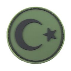 Single Sword Yuvarlak BAYRAK Plastik Patch - Peç KIRMIZI