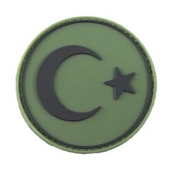 Single Sword Yuvarlak BAYRAK Plastik Patch - Peç KIRMIZI