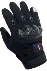 Single Sword Tam Parmak Dokunmatik Özellikli iç ve Dış Koruma Destekli Taktik Motorcu Eldiveni SİYAH - XL
