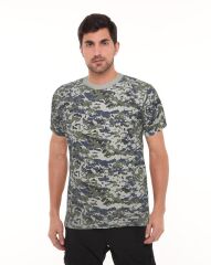 Single Sword Kamuflaj Desenli Kısa Kollu bisiklet Yaka Fanila - İnce Tişört MAVİDİJ - XL