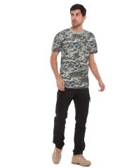 Single Sword Kamuflaj Desenli Kısa Kollu bisiklet Yaka Fanila - İnce Tişört MAVİDİJ - XL