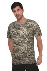 Single Sword Kamuflaj Desenli Kısa Kollu bisiklet Yaka Fanila - İnce Tişört USA - L