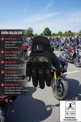 Single Sword Tam Parmak Dokunmatik Özellikli iç ve Dış Koruma Destekli Taktik Motorcu Eldiveni KIRMIZI - XL