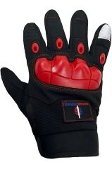 Single Sword Tam Parmak Dokunmatik Özellikli iç ve Dış Koruma Destekli Taktik Motorcu Eldiveni KIRMIZI - XL