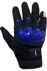 Single Sword Tam Parmak Dokunmatik Özellikli iç ve Dış Koruma Destekli Taktik Motorcu Eldiveni MAVİ - XL