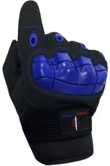 Single Sword Tam Parmak Dokunmatik Özellikli iç ve Dış Koruma Destekli Taktik Motorcu Eldiveni MAVİ - XL