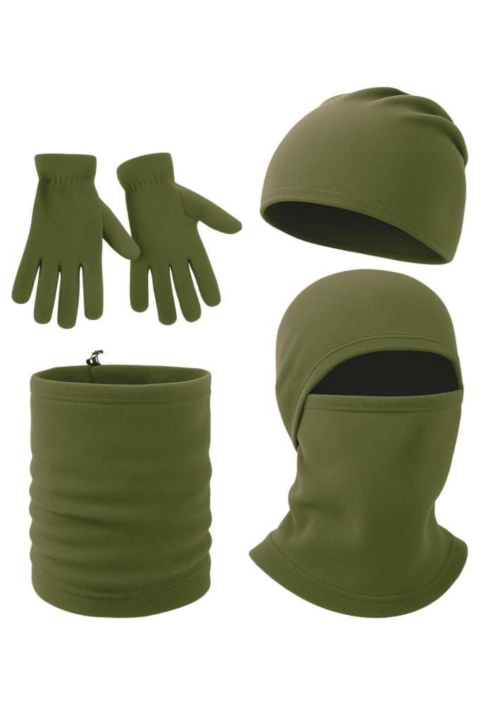 Polar Bere Eldiven Boyunluk ve Kar Maskesi - Haki