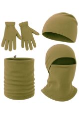 Polar Bere Eldiven Boyunluk ve Kar Maskesi - Bej