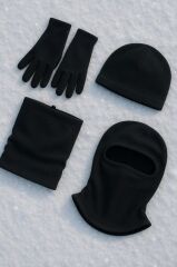 Polar Bere Eldiven Boyunluk ve Kar Maskesi - Siyah