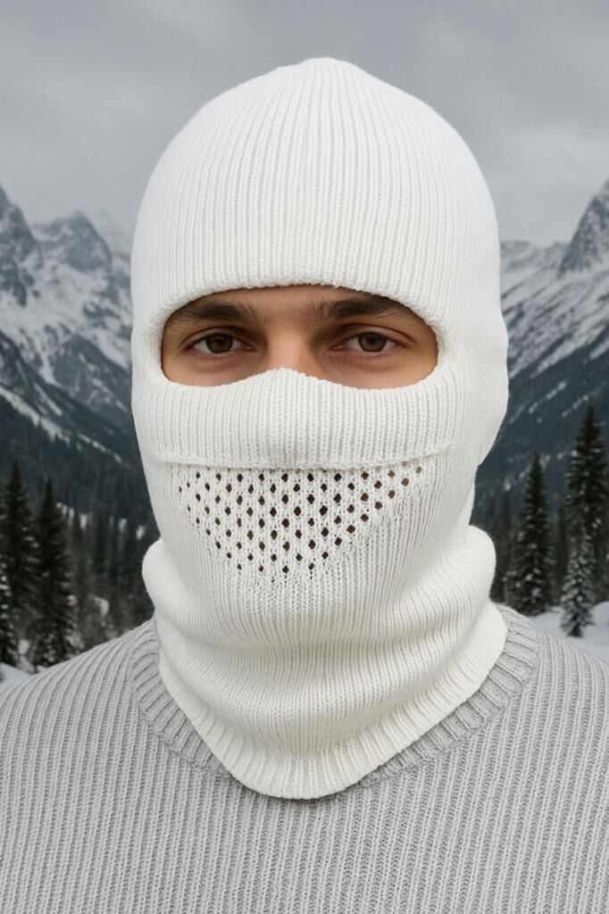 Single Sword Motorcu Modüler Kar Maskesi,Erkek&Kadın Bere,Balaklava BEYAZ