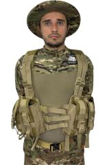 Single Sword 6 Şarjör Cepli, Arkası Çantalı Çeçen Yeleği BEJ