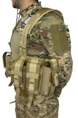 Single Sword 6 Şarjör Cepli, Arkası Çantalı Çeçen Yeleği BEJ