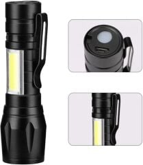 Single Sword Şarjlı Küçük Boy El Feneri - Kutulu ve Kemere Takma Aparatlı