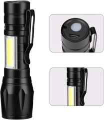 Single Sword Şarjlı Küçük Boy El Feneri - Kutulu ve Kemere Takma Aparatlı