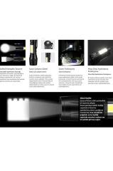 Single Sword Şarjlı Küçük Boy El Feneri - Kutulu ve Kemere Takma Aparatlı