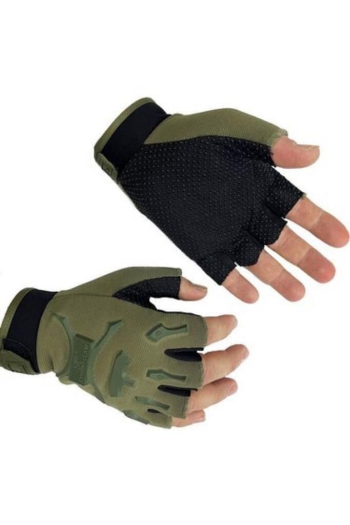 Single Sword Yarım Parmak Taktik Eldiven – Motosiklet & Bisiklet Eldiveni, Kaydırmaz Avuç, Darbe Korumalı