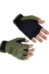 Single Sword Yarım Parmak Taktik Eldiven – Motosiklet & Bisiklet Eldiveni, Kaydırmaz Avuç, Darbe Korumalı HAKİ - XL