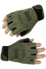 Single Sword Yarım Parmak Taktik Eldiven – Motosiklet & Bisiklet Eldiveni, Kaydırmaz Avuç, Darbe Korumalı HAKİ - XL