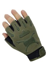 Single Sword Yarım Parmak Taktik Eldiven – Motosiklet & Bisiklet Eldiveni, Kaydırmaz Avuç, Darbe Korumalı HAKİ - XL