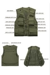 Sword 15 Cepli Çok Amaçlı Avcı Sporcu Yeleği - Outdoor Fileli Yelek Single HAKİ - 3XL