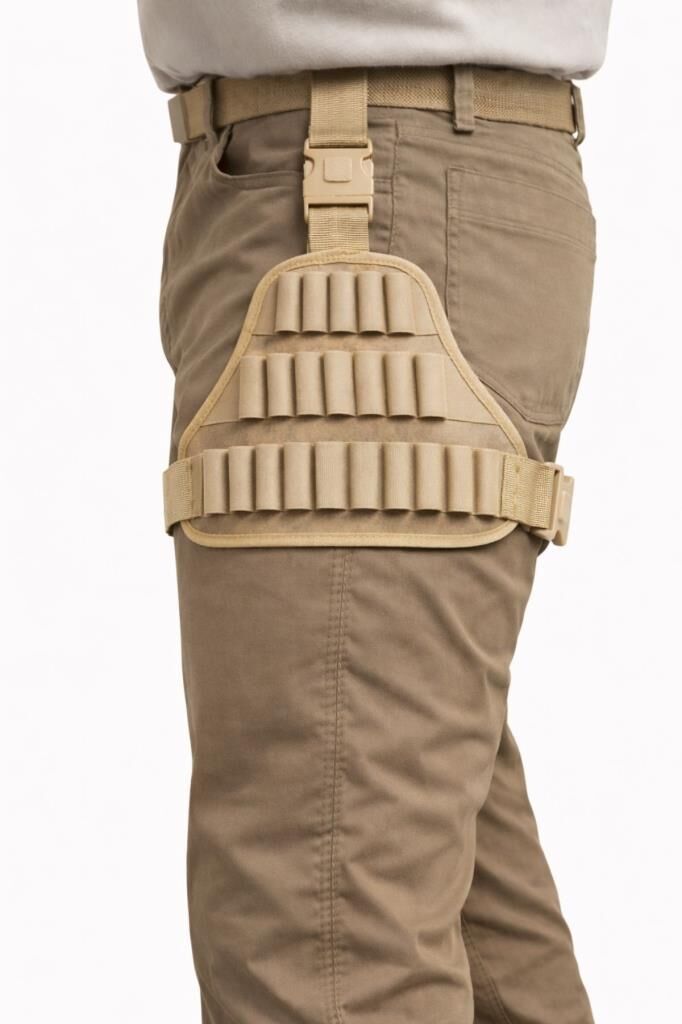 Avcı Bacak Fişekliği  Ayarlanabilir Taktik Uyluk Fişek Taşıyıcı, BEJ