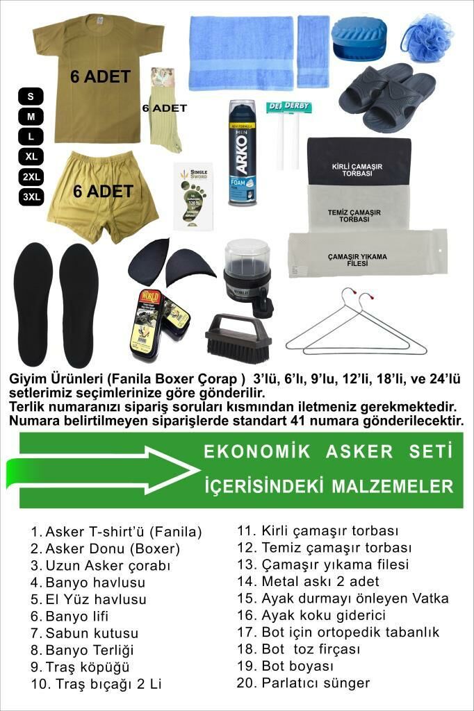 Single Sword 35 Parça Acemi Bedelli Asker Seti 6 lı Set