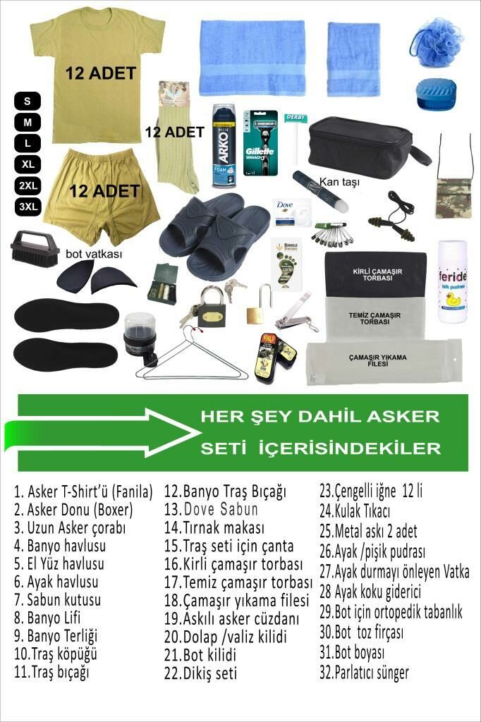 Single Sword 64 Parça Acemi Bedelli Asker Seti 12 Li Set