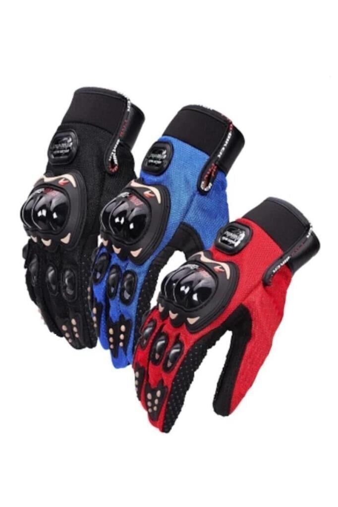 Pro Biker Tam Parmak Korumalı ve Nefes Alabilen Telefon Uyumlu Motosiklet & Bisiklet Eldiveni Pro L - KIRMIZI