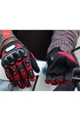 Pro Biker Tam Parmak Korumalı ve Nefes Alabilen Telefon Uyumlu Motosiklet & Bisiklet Eldiveni Pro L - KIRMIZI