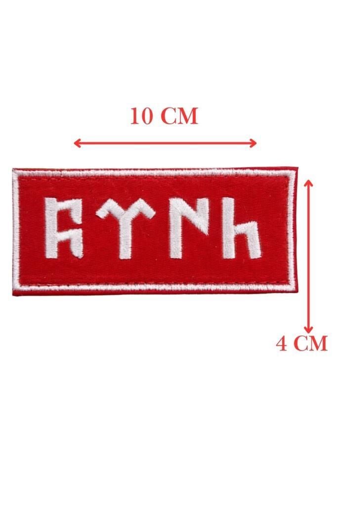 Nakış Patch Göktürkçe Türk Yazılı Cırtlı Askeri ve Outdoor Arma KIRMIZI-BEYAZ