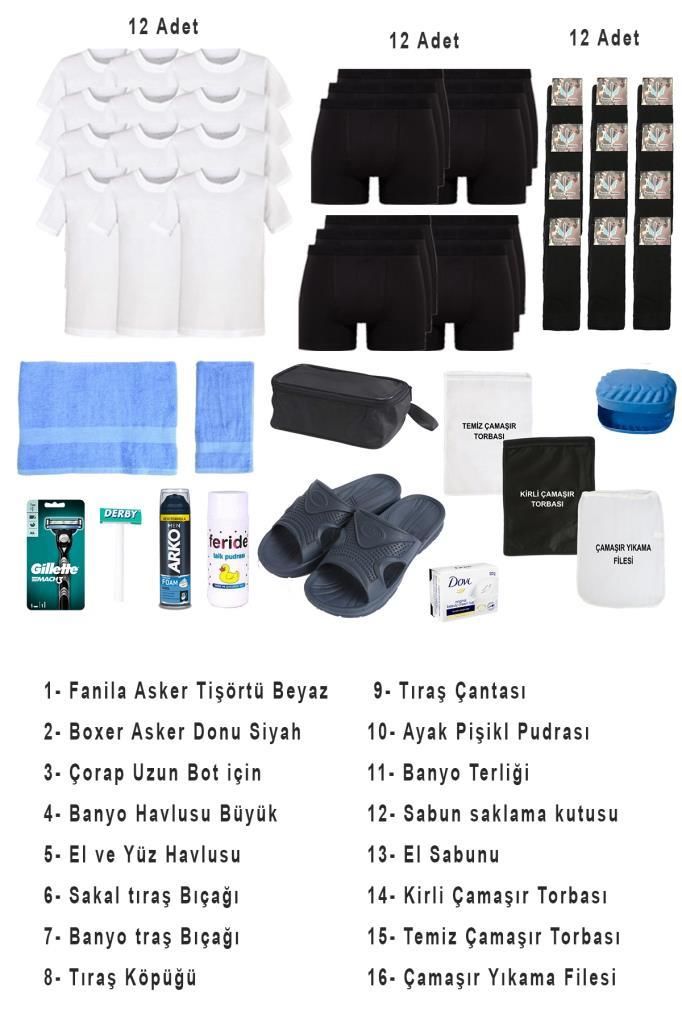 Single Sword 49 Parça Temel Acemi Bedelli Denizci Asker Seti 12 Li İç Giyim