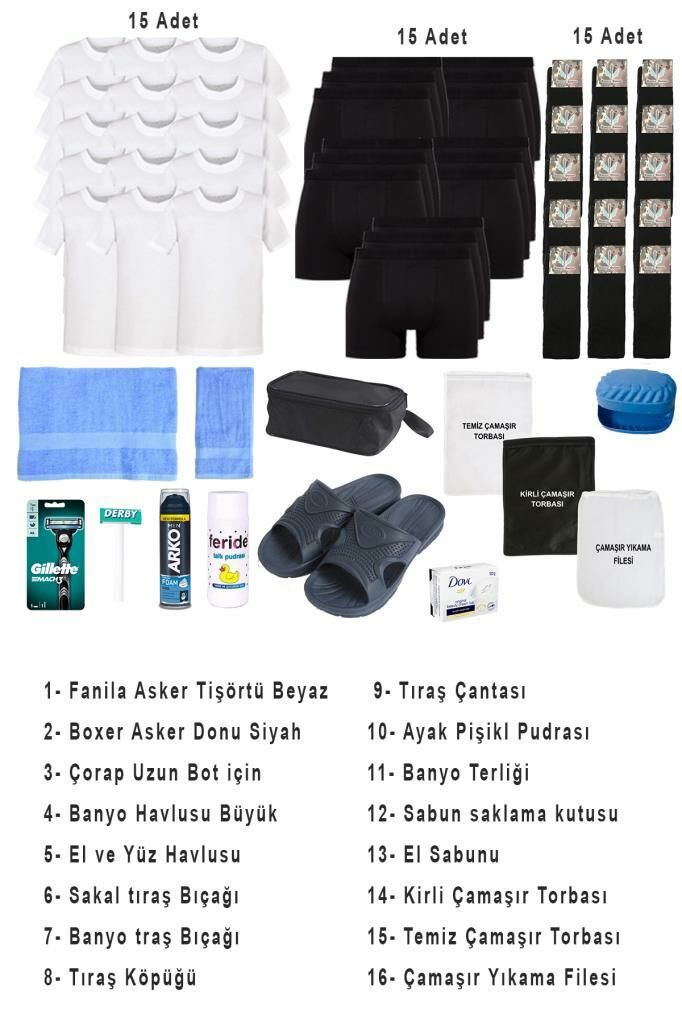 Single Sword 58 Parça Temel Acemi Bedelli Denizci Asker Seti 15 Li İç Giyim