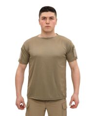 Single Sword Bisiklet Yaka Kısa Kol Taktik T-shirt BEJ - S