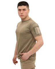 Single Sword Bisiklet Yaka Kısa Kol Taktik T-shirt BEJ - S