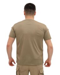 Single Sword Bisiklet Yaka Kısa Kol Taktik T-shirt BEJ - S