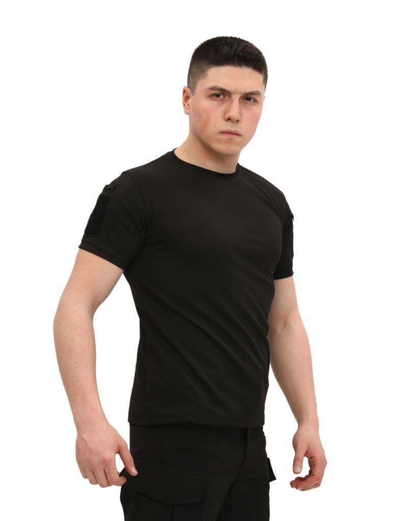 Single Sword Bisiklet Yaka Kısa Kol Taktik T-shirt SİYAH - L